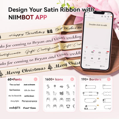 NB624 - NIIMBOT - N1 - BLUETOOTH SATIN RIBBON & LABEL PRINTER KIT INCLUDES BOTH SETS - PINK