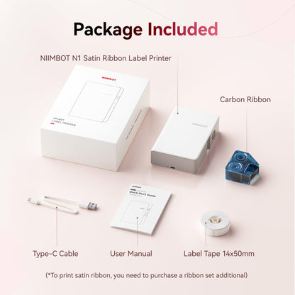 NB624 - NIIMBOT - N1 - BLUETOOTH SATIN RIBBON & LABEL PRINTER KIT INCLUDES BOTH SETS - BEIGE