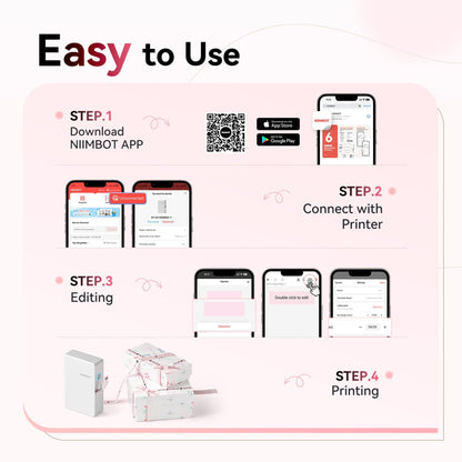 NB624 - NIIMBOT - N1 - BLUETOOTH SATIN RIBBON & LABEL PRINTER KIT INCLUDES BOTH SETS - PINK