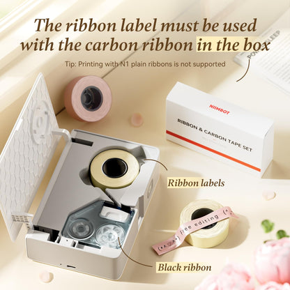 NB624 - NIIMBOT - N1 - BLUETOOTH SATIN RIBBON & LABEL PRINTER KIT INCLUDES BOTH SETS - PINK