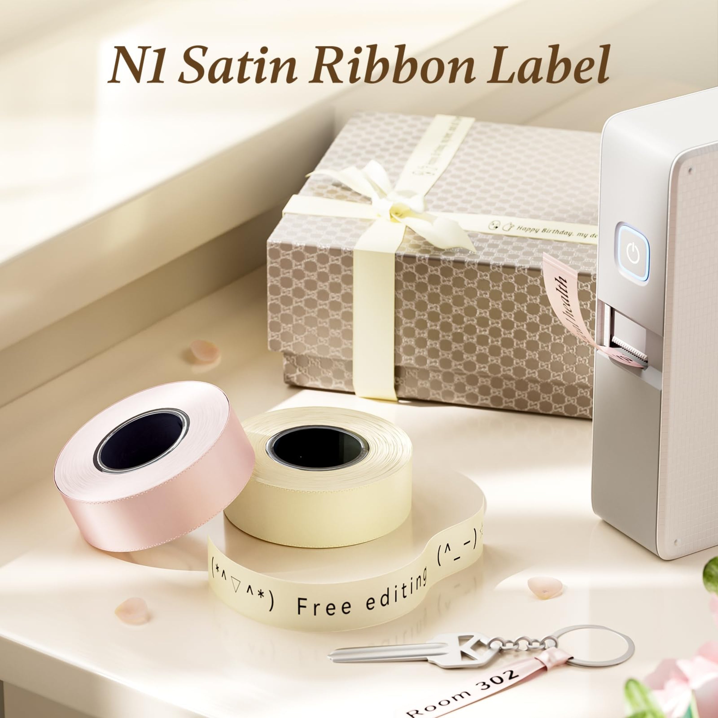 NB624 - NIIMBOT - N1 - BLUETOOTH SATIN RIBBON & LABEL PRINTER KIT INCLUDES BOTH SETS - PINK