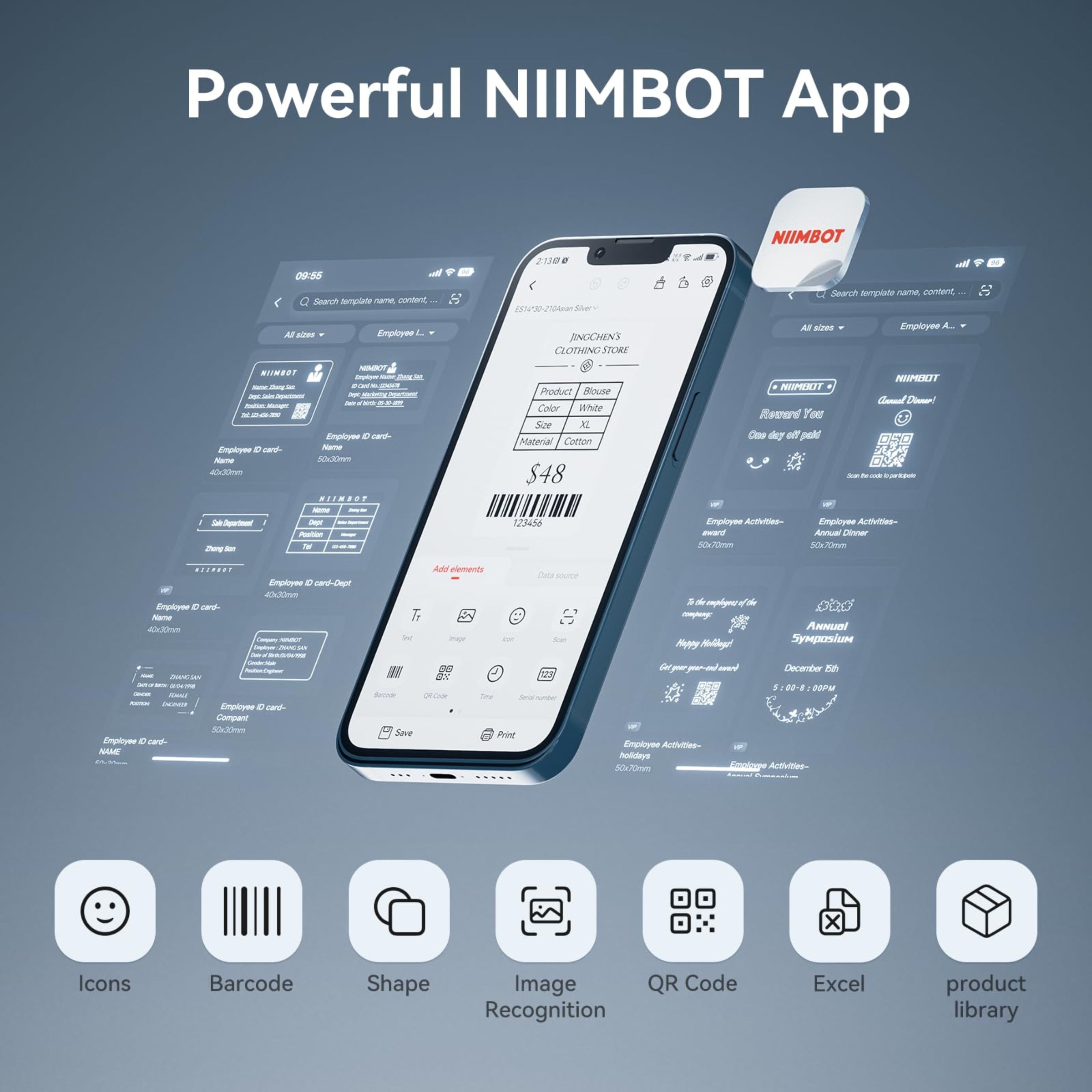 NIIMBOT - K3_W - THERMAL BUSINESS BLUETOOTH & WIFI LABEL PRINTER - INCLUDING 50*30MM LABEL ROLL WITH 900 LABELS