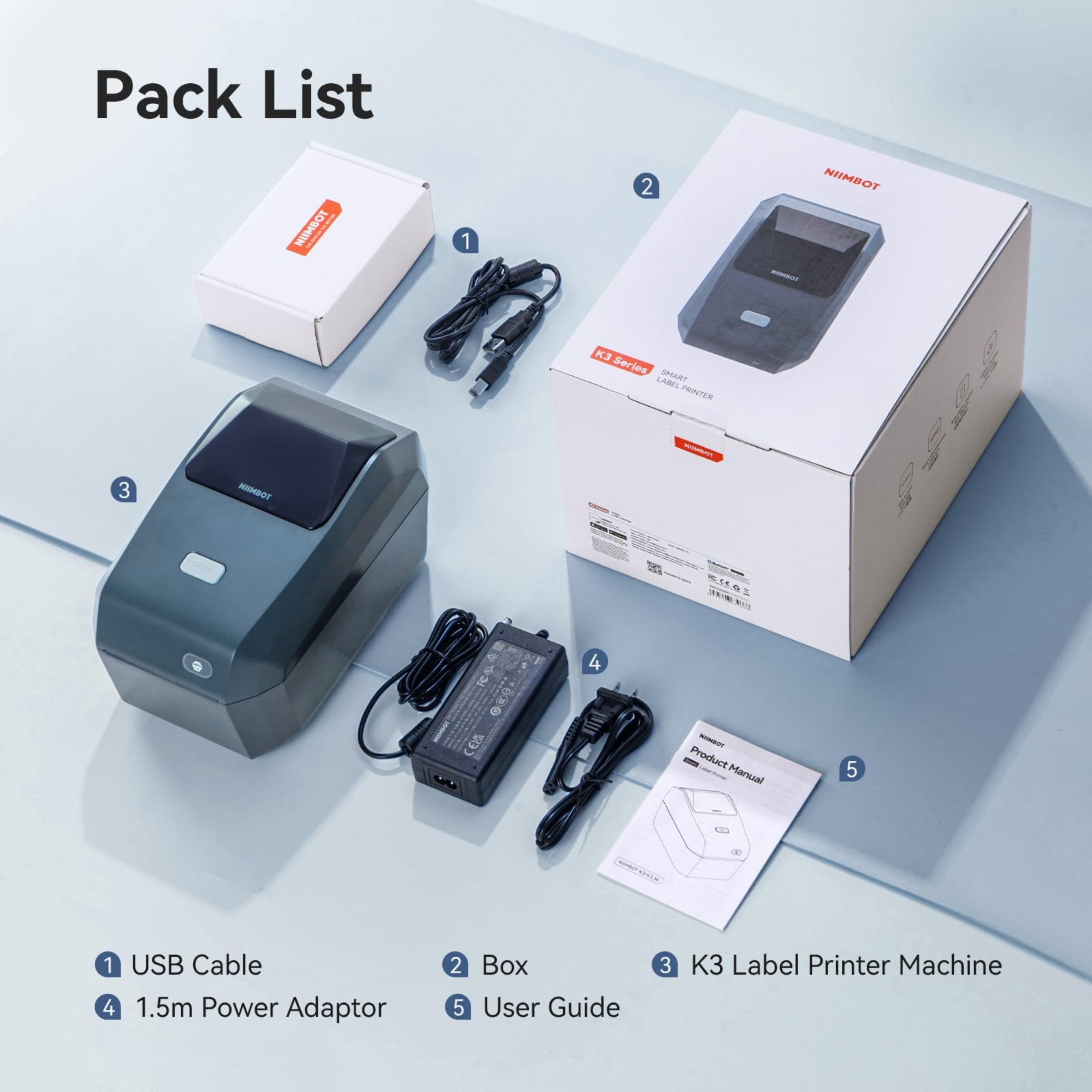 NIIMBOT - K3 - THERMAL BUSINESS BLUETOOTH LABEL PRINTER - INCLUDING 50*30MM LABEL ROLL WITH 900 LABELS
