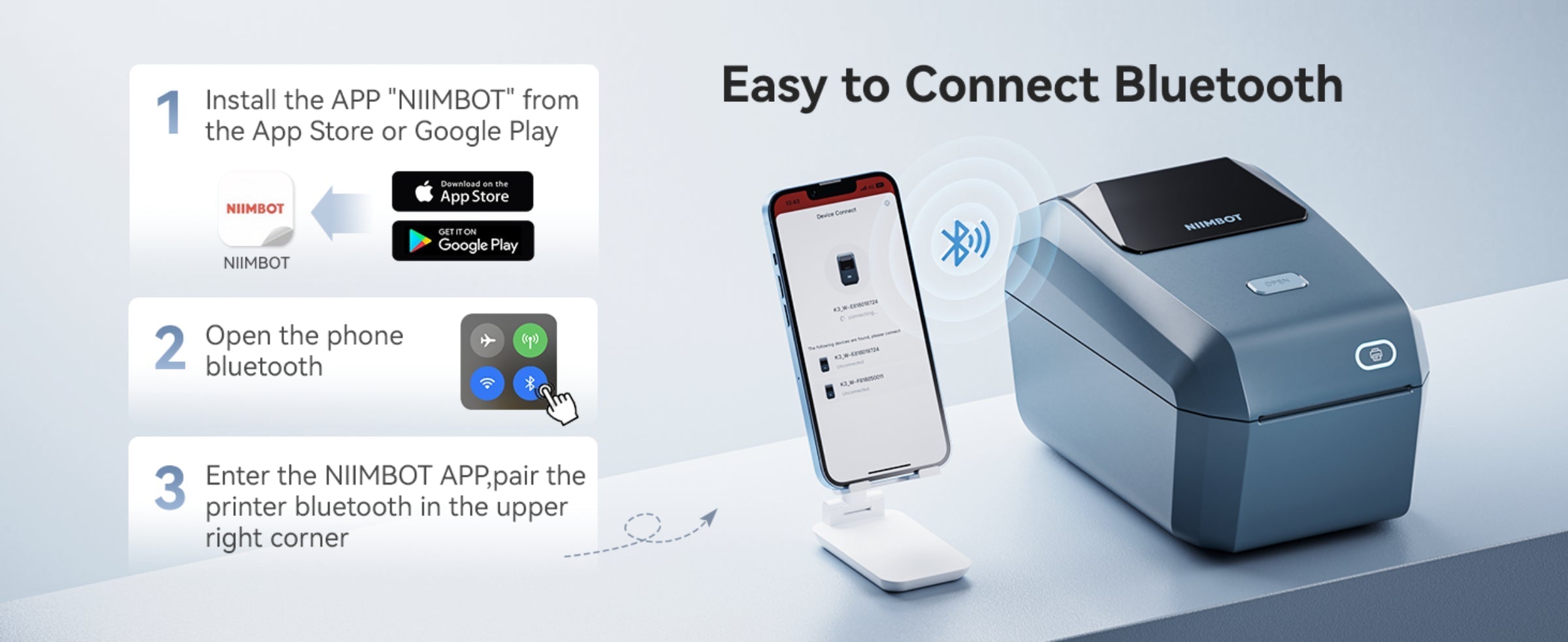 NIIMBOT - K3_W - STAMPANTE PER ETICHETTE TERMICA BLUETOOTH E WIFI PER AZIENDE - INCLUSO ROTOLO DI ETICHETTE DA 50*30 MM CON 900 ETICHETTE