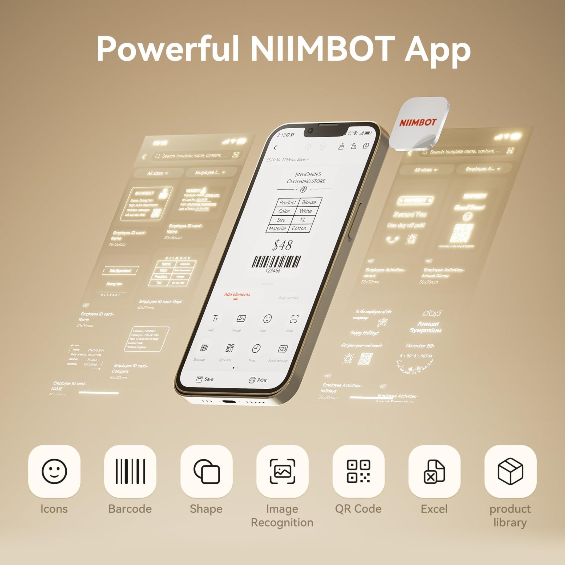 NIIMBOT - K3_W - STAMPANTE PER ETICHETTE TERMICA BLUETOOTH E WIFI PER AZIENDE - INCLUSO ROTOLO DI ETICHETTE DA 50*30 MM CON 900 ETICHETTE
