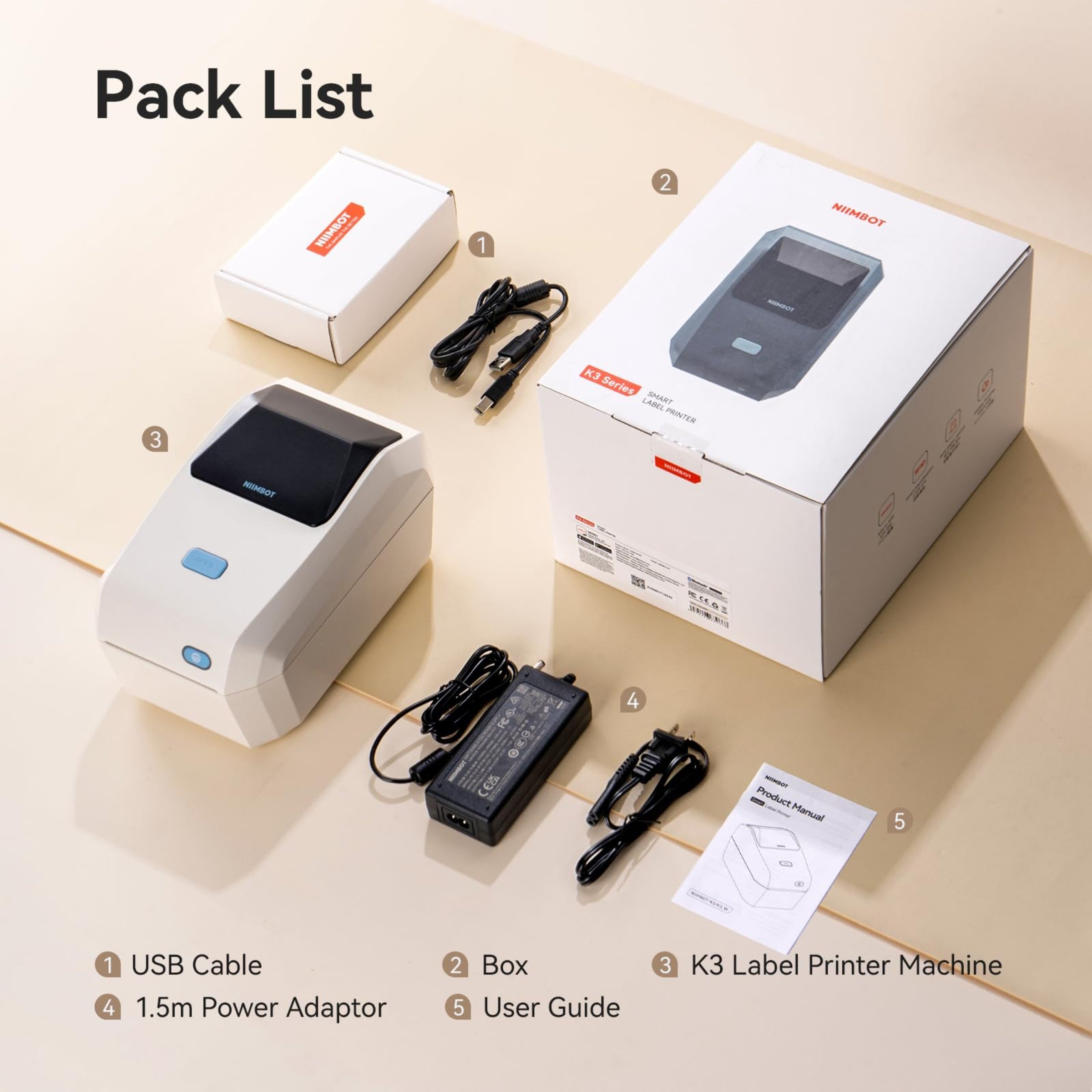 NIIMBOT - K3_W - STAMPANTE PER ETICHETTE TERMICA BLUETOOTH E WIFI PER AZIENDE - INCLUSO ROTOLO DI ETICHETTE DA 50*30 MM CON 900 ETICHETTE