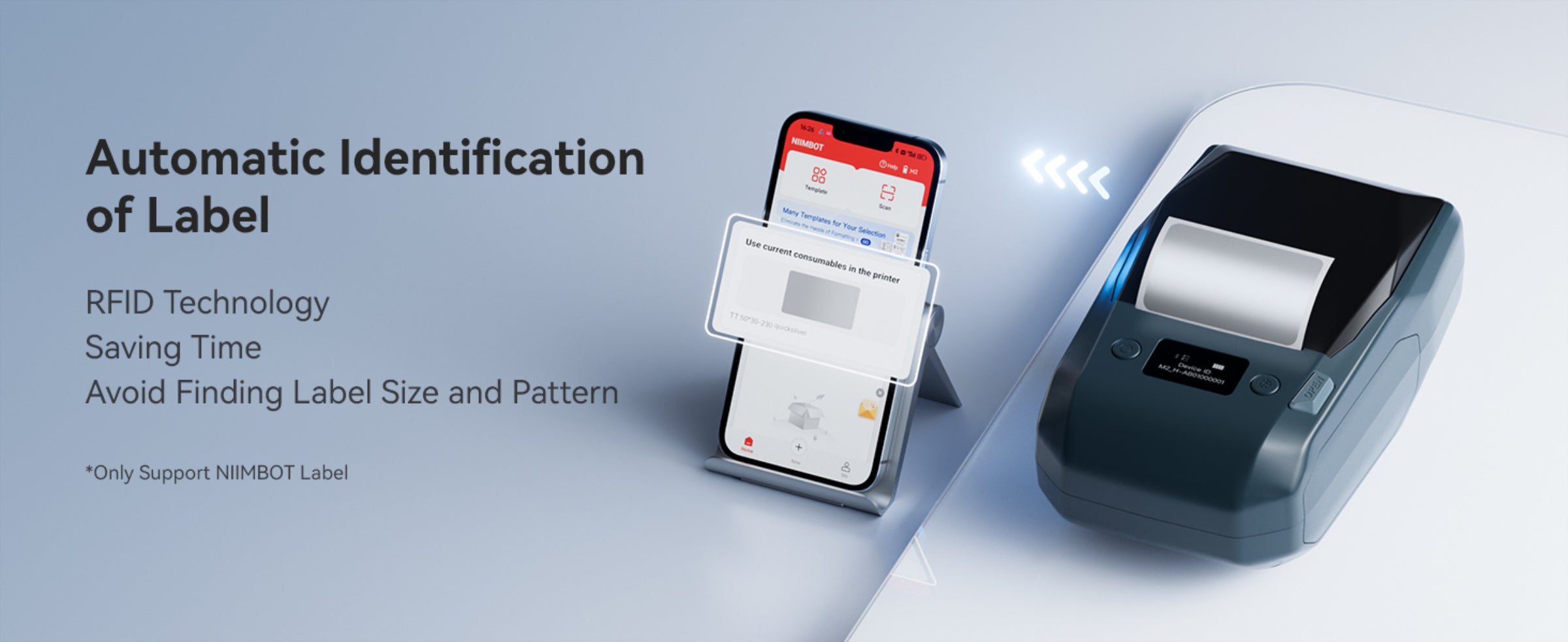 NB589 - NIIMBOT - MODEL: M2_H - THERMAL TRANSFER BLUETOOTH LABEL PRINTER - 300DPI - INCLUDING BLACK RIBBON CARTRIDGE & 50*30MM LABEL ROLL