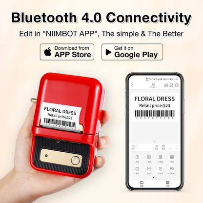 NB109 - NIIMBOT - B21 - PORTABLE THERMAL LABEL BLUETOOTH PRINTER INCLUDING FREE LABEL (50*30MM - WHITE)