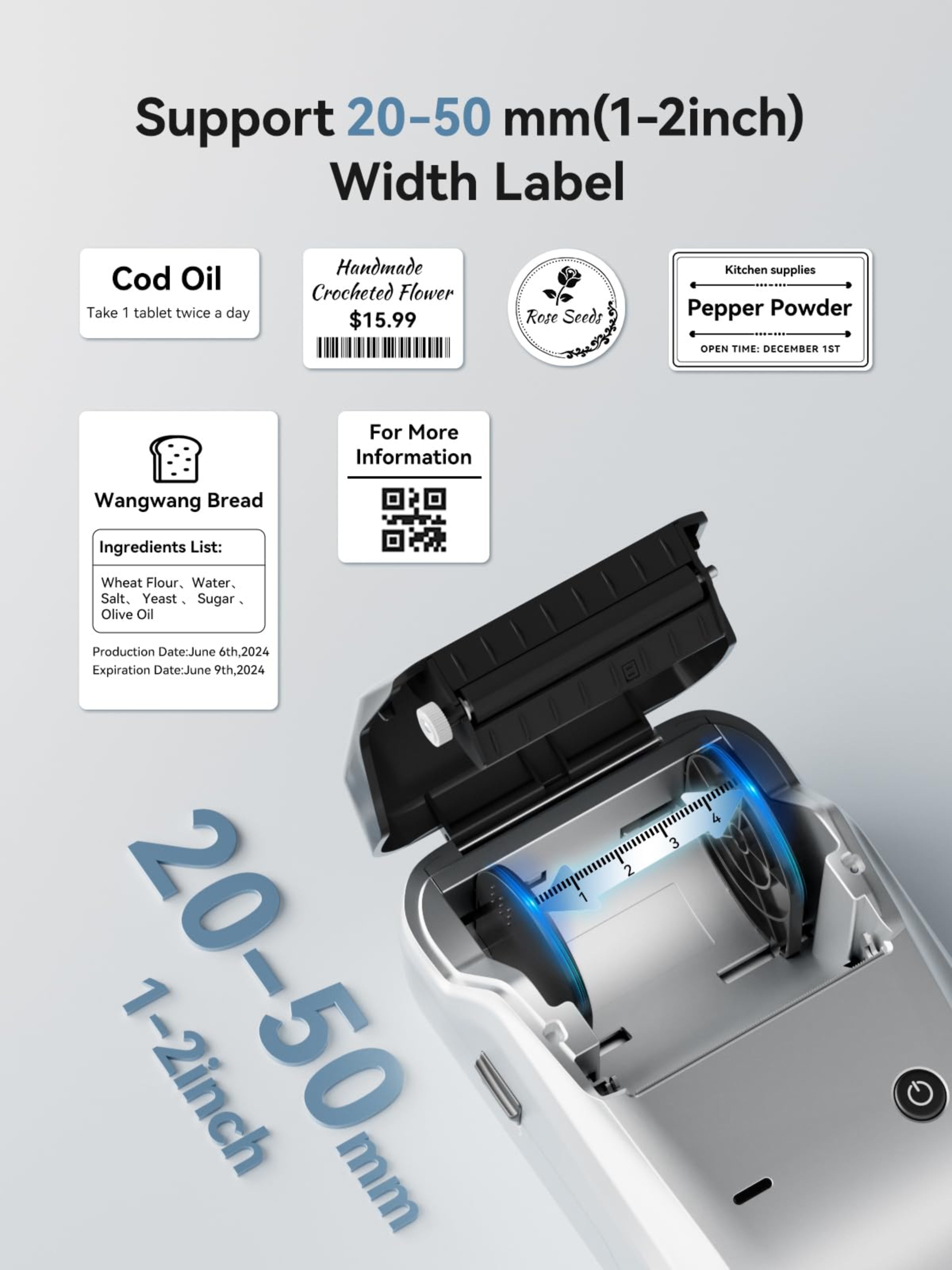 NB493 - NIIMBOT - B1 - PORTABLE THERMAL LABEL BLUETOOTH PRINTER INCLUDING FREE LABEL (50*30MM - WHITE)