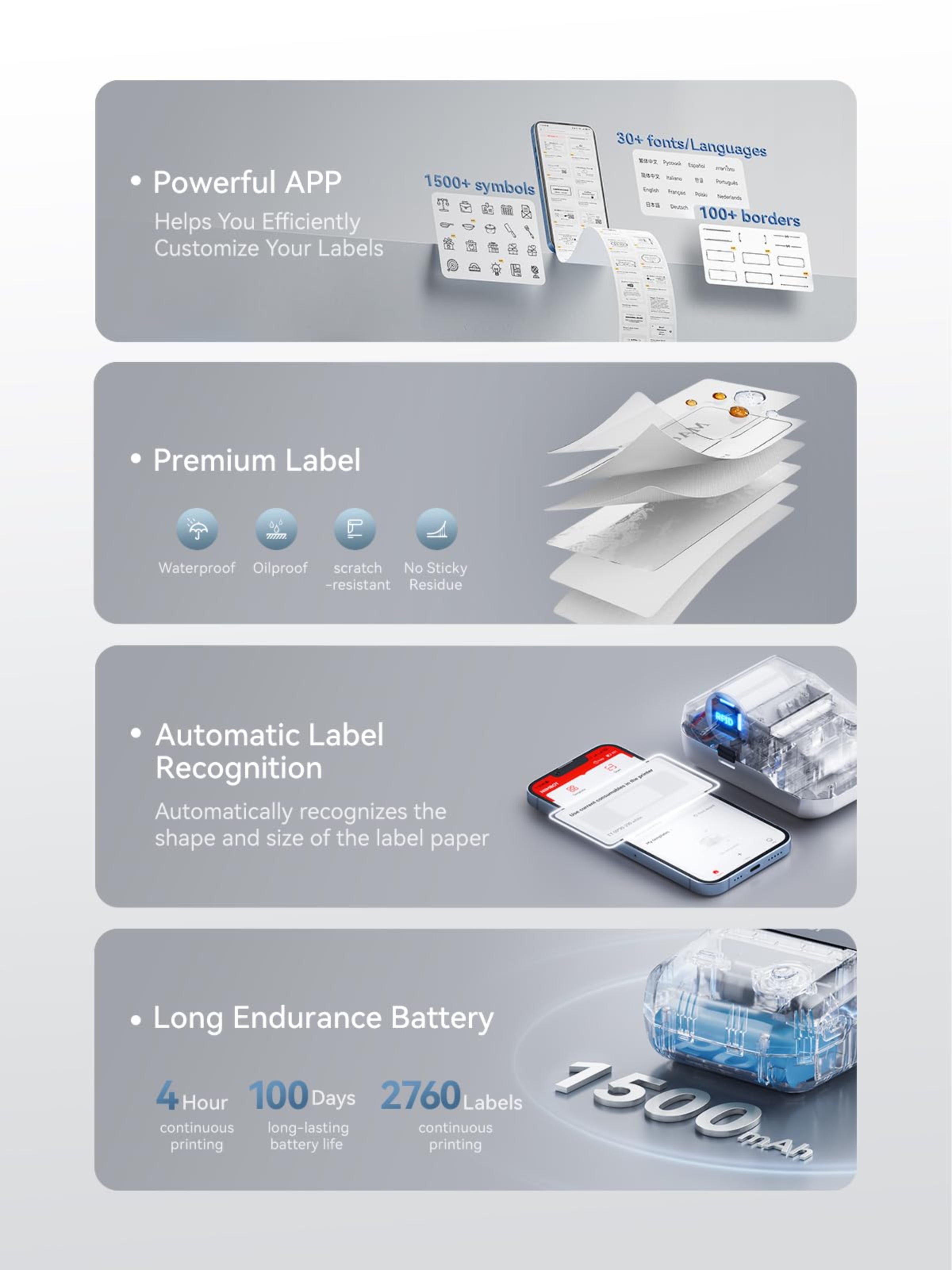 NB493 - NIIMBOT - B1 - PORTABLE THERMAL LABEL BLUETOOTH PRINTER INCLUDING FREE LABEL (50*30MM - WHITE)