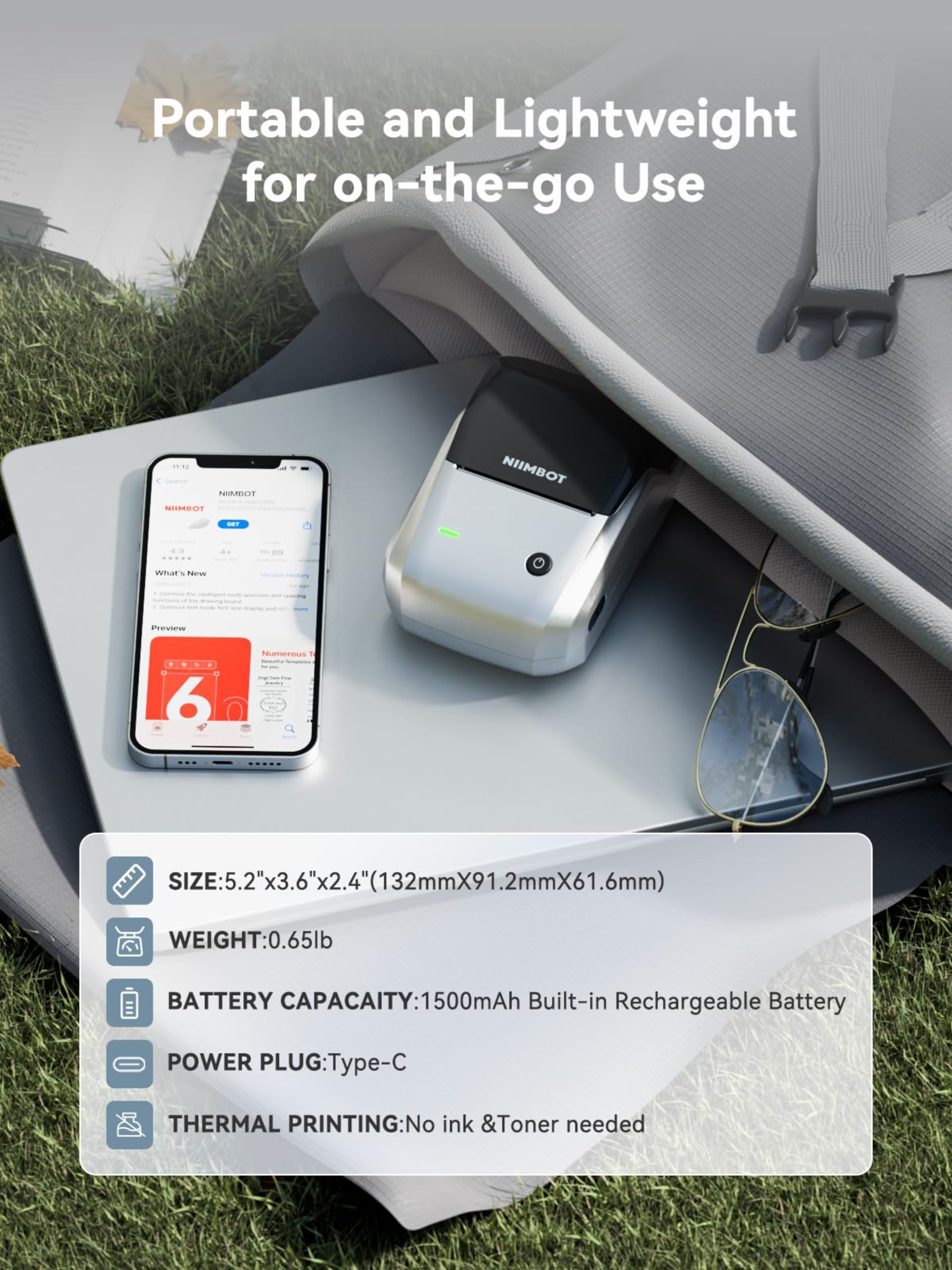 NB493 - NIIMBOT - B1 - PORTABLE THERMAL LABEL BLUETOOTH PRINTER INCLUDING FREE LABEL (50*30MM - WHITE)