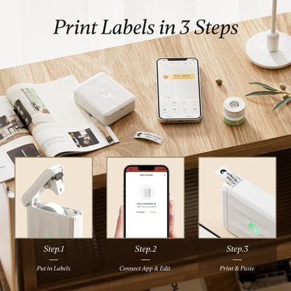 NIIMBOT - D110_M - PORTABLE BLUETOOTH LABEL PRINTER INCLUDING FREE LABEL ROLL (12*40MM - WHITE)